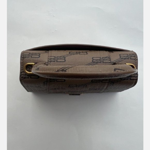 BALENCIAGA EXTRA SMALL HOURGLASS LICENSE LOGO CANVAS TOP HANDLE BAG in BEIGE - Picture 10 of 13